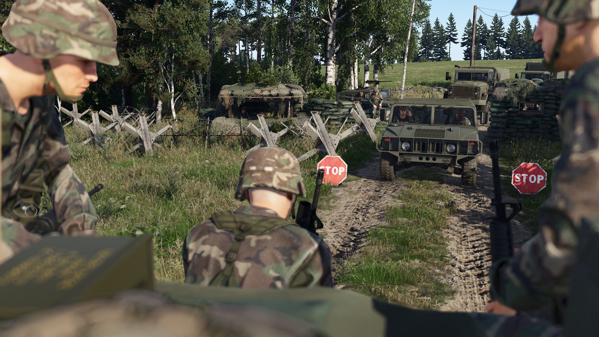 Image d'une opération MILSIM à un checkpoint